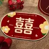 Decoración de sala de bodas, felpudo de entrada de boda, alfombrilla de entrada de recibidor, alfombrilla de suelo para sala de estar del hogar con personaje "feliz", alfombra de boda con personaje "feliz"