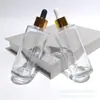 Botella de Aceite Esencial Transparente de 50 ml con Gotero de Goma Transparente Botella de Vidrio Espeso para Esencia Botella Dispensadora Cosmética