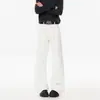 Calça jeans Scimitar com estampa de bambu, lavagem especial para homens e mulheres, estilo americano casual, corte reto e moderno.