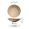 Vajilla Cerámica Retro de Alta Gama para Restaurantes y Hoteles, Plato para Bistec Estilo Occidental Nervado Personalizado, Plato Hondo de Alto Valor Estético para Uso Doméstico