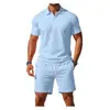 Conjunto de camisa polo masculina de verão novo para comércio exterior transfronteiriço, terno de moda versátil casual esportivo de manga curta slim fit para homens