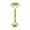 Rodillo de jade en stock, rodillo de masaje facial de cristal rosa de doble cabeza, juego de tabla raspadora en forma de corazón de jade para salón de belleza