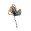 Broche Borboleta com Franja de Luxo Leve, Alfinete Pingente Semi-Transparente para Atacado, Joia Elegante com Toque de Alto Padrão, Acessórios de Cristal e Pérola