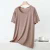 Nueva camiseta de verano para mujer, modelo modal, cuello redondo, talla grande, manga corta, camisa base casual holgada
