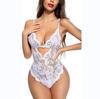 Tentación Sexy Europea y Americana Talla Grande Lencería Sexy Liguero Transfronterizo Amazon Encaje Transparente Uniforme de Una Pieza Escote Profundo en V