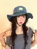 Sombrero de Pescador Patchwork de Mezclilla para Mujer, Moda Casual de Primavera y Verano Sombrero para el Sol para Hombre, Sombrero de Amplia Ala para Protección Solar para Senderismo al Aire Libre Camping