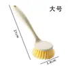 Escova de panela multifuncional para casa cozinha escova de panela de palha de trigo escova de limpeza de pratos cabo longo escova de panela antiaderente óleo