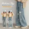 Calça Jeans Reta com Strass para Meninas 2026 Estilo Novo da Primavera Roupas de Ano Novo para Crianças Maiores Calças de Perna Estreita ou Larga para Crianças