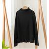 2024 otoño e invierno nueva camiseta interior para mujer con orejas de madera, cuello semi-alto, manga larga, color liso, interior ajustado, cálido top de terciopelo