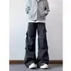 Jeans de paracaidista de diseño plisado de marca moderna estilo americano para hombre, moda urbana, geniales y casuales, corte holgado, pierna recta, pantalones versátiles de pierna ancha