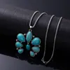 Colar de Turquesa Natural Mais Vendido do Mundo para Mulheres, Corrente Versátil Estilo Retrô em Aço Titânio, Colar da Moda Estilo Étnico Boêmio