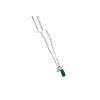 Collar de Plata de Ley S925 con Corazón Verde de Pegamento y Circonita Cuadrada Dongdaemun Diseño de Nicho Corea del Sur con Elegante Elegante
