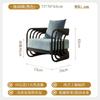 Sillón Sofá de Mimbre Completo, Sala de Estar Estilo Mediados de Siglo, Sillón Individual de Mimbre, Silla de Ocio Acolchada de Diseñador para Hotel Café