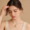 Joyería Transfronteriza Europea y Americana Elemento Marino Colgante de Collar de Estrella de Mar Collar para Mujer Versátil Cadena para Clavícula de Acero Inoxidable