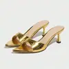 Sandalias de Tacón Alto para Mujer, Mula Ancha, Elegante Punta Fina, Cómodos Tacones de Gatito, Sandalias para Mujer de Fiesta en Discoteca de Cuatro Estaciones