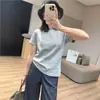 ¡Súper elegante! Camiseta de manga corta "llena de brillo" con cielo estrellado, brillo discreto con pedrería, top de algodón fino, corte recto casual de manga corta