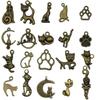 Misture 20 pingente pequeno de cor bronze retrô, simulação de gato fofo, pingente de gato, garra de gato, acessórios de joias faça você mesmo
