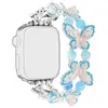 Adecuado para Correa de Esmalte de Mariposa de Piedra Natural para Apple Watch iWatch de Metal Elástico