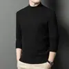 Suéter Masculino Cor Sólida Meia-Gola Alto Leve Luxo Outono Inverno Macio Aderente Amigo da Pele Camada Base Quente Malha Casual