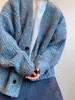 Nueva colección otoño/invierno 2024: Suéter de punto casual y de corte relajado, estilo retro americano, de cuello en V, prenda exterior de color liso para hombre