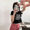 Camiseta de Manga Corta con Estampado de Letras Estilo High Street Americano para Mujer, Nuevo Verano 2026 Dulce y Picante Ajustado Corto