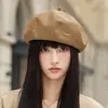 Boina de Color Maillard para Mujer, Sombrero Octogonal Estilo Retro, Gorra de Boina Moda Coreana, Sombrero de Artista Pintor para Mujer