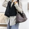 2025 Bolso Tote de Cuero Trenzado de Alta Gama con Cadena de Moda, Bolso Cruzado de Hombro Único, Gran Capacidad