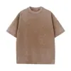 Venta al por mayor de fábrica de camisetas nuevas para hombre teñidas con tinte tie-dye, lavadas y desgastadas, versátiles para otoño, moda moderna, color liso, manga corta para jóvenes