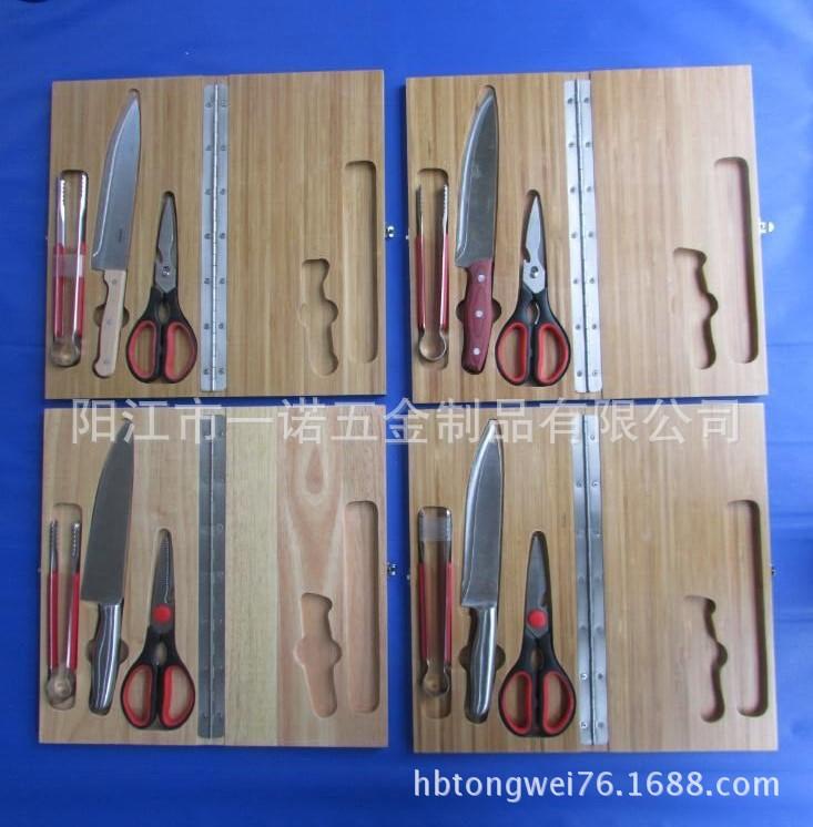 A-016CBA套装木盒刀具,不锈钢厨房套刀厨房刀,厨房剪刀