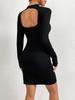 Ropa Europea y Americana Transfronteriza para Mujer 2026 Otoño e Invierno Nuevo Ajustado Ceñido al Cuerpo de Punto Manga Larga Minifalda Vestido Sexy con Aberturas