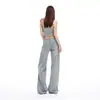 Jeans Rectos Sueltos de Rayas Verticales de Diseño Simple Estilo Retro Americano Nuevo Estilo Verano 26º para Mujer