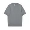 Camiseta Tricô Undspp para Homens e Mulheres, Verão Cor Sólida Tricô em Ponto Trançado Estilo Old Money Gola Redonda Manga Curta Top Tricô Britânico T014