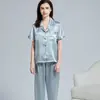 Pijama de Seda para Mujer Traje de Dos Piezas de Manga Larga para Primavera y Verano 100% Seda de Morera Nuevo Conjunto de Verano Ropa de Casa
