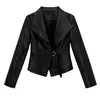 Otoño/Invierno 2026 Lujo Ligero Nueva Moda Adelgazante Con Cordones Chaqueta de Cuero de Gama Alta Estilo Vintage Abrigo de Mujer P8037