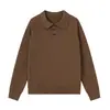 Artesano Aficionado 2025 Otoño Camisa Polo Estilo Coreano con Cuello de Solapa, Manga Larga para Hombre Estilo Hong Kong Color Sólido Tejido de Punto Interior