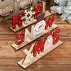 Decoraciones para Celebración Navideña Qiaochi Suministros Adornos de Letras de Madera Impresión de Escritorio Exportación Modelo Más Vendido Navideño Más Vendido
