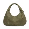 Bolsa Hobo Tecida para Ombro Estilo Celebridade da Internet, Bolsa de Ombro Grande em Couro Macio Tecido à Mão Vintage Camurça Fosca