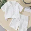 Nuevo Conjunto de Moda de Dos Piezas para Niños de Verano Casual Estilo Coreano, Elegante Camisa de Manga Corta con Solapa y Pantalones Cortos Transpirables