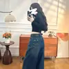 Jeans de Pierna Ancha para Mujer, Nuevo Estilo Primavera y Otoño 2025, Corte Holgado, Adelgazante, Caída Elegante, Diseño Desgastado, Pantalones Rectos Versátiles