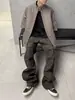 Calça jeans de trabalho americana de alta qualidade, estilo cargo, com múltiplos bolsos e aspecto desgastado, para homens, marca de moda de rua, calça casual reta solta