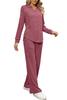 Amazon Europeo y Americano suelto simple color liso casual traje mujer otoño nuevo textura cordón ropa de casa mujer
