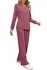 Traje Casual Holgado Simple de Color Sólido Estilo Europeo y Americano para Mujer 2026, Ropa de Casa Texturizada con Cordón para Mujer de Otoño