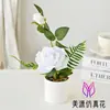 Flor Artificial de Novo Estilo com Duas Rosas de Veludo, Pequeno Bonsai para Sala de Estudo Interna, Planta Artificial, Decoração de Flor Falsa para Mesa