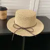 Sombrero de Paja Retro Estilo Old Money Hueco de Copa Plana para Mujer, Sombrero de Sol para Protección Solar en la Playa de Verano, Sombrero de Sol Estilo Vacaciones