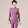 Diretamente da fonte: Conjunto de roupa íntima térmica de outono para mulheres de meia-idade e idosas, forrado com fleece, espessado, quente, vermelho, tamanho grande, disponível para atacado