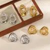Pendientes Minimalistas Geométricos de Acero Inoxidable Transfronterizos, Pendientes de Acero de Titanio con Galvanoplastia al Vacío de Oro de 18K, No se Desvanecen, Sensación de Alta Gama