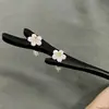 Estilo Nacional Madeira Elegante Grampo de Cabelo Estilo Antigo Grampo de Cabelo Hanfu Jardim de Osmanthus Gardênia Flor de Ameixa Disco Borboleta Acessório de Cabeça Franja Lateral
