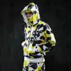 Sudadera con capucha de dos piezas con estampado de camuflaje de dopamina transfronteriza de Amazon, cárdigan sudadera retro de otoño/invierno