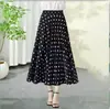 Vestido Midi Delgado con Pliegues de Flores Primavera y Verano Cintura Elástica Falda Longitud de Baile Cuadrado 72cm Falda Solar de Seda de Hielo