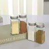 Frascos de Especias Cocina Almacenamiento de Alimentos Botellas Dispensadoras Botellas para Condimentos Botellas Cuadradas 120ml Botellas Cuadradas Botellas de Vidrio con Tapones de Madera